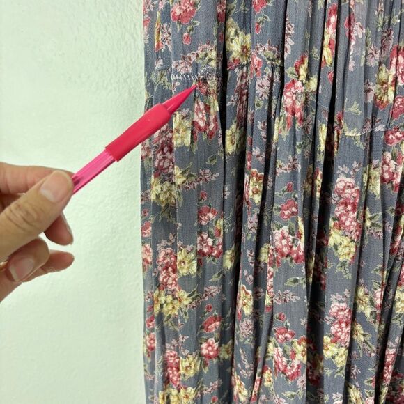 Vintage Micro Floral Pleated Maxi Skirt Small Purple Pink Boho Cottagecore Fairy - Picture 8 of 11